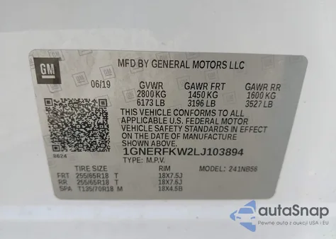 2020 Chevrolet Traverse Fwd Ls from USA, damaged, VIN 1GNERFKW2LJ103894